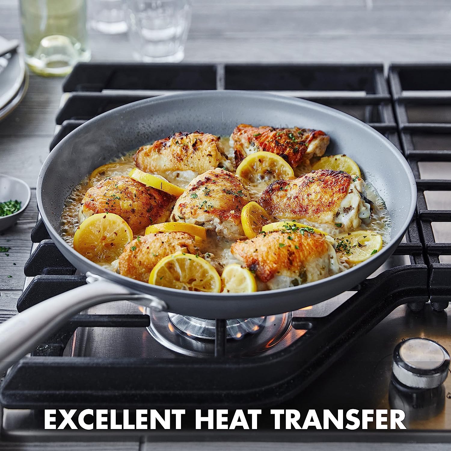 GreenPan Lima Hard Anodized Healthy Ceramic Nonstick 12″ Frying Pan Skillet with Lid. PFAS-Free. Oven Safe. Gray