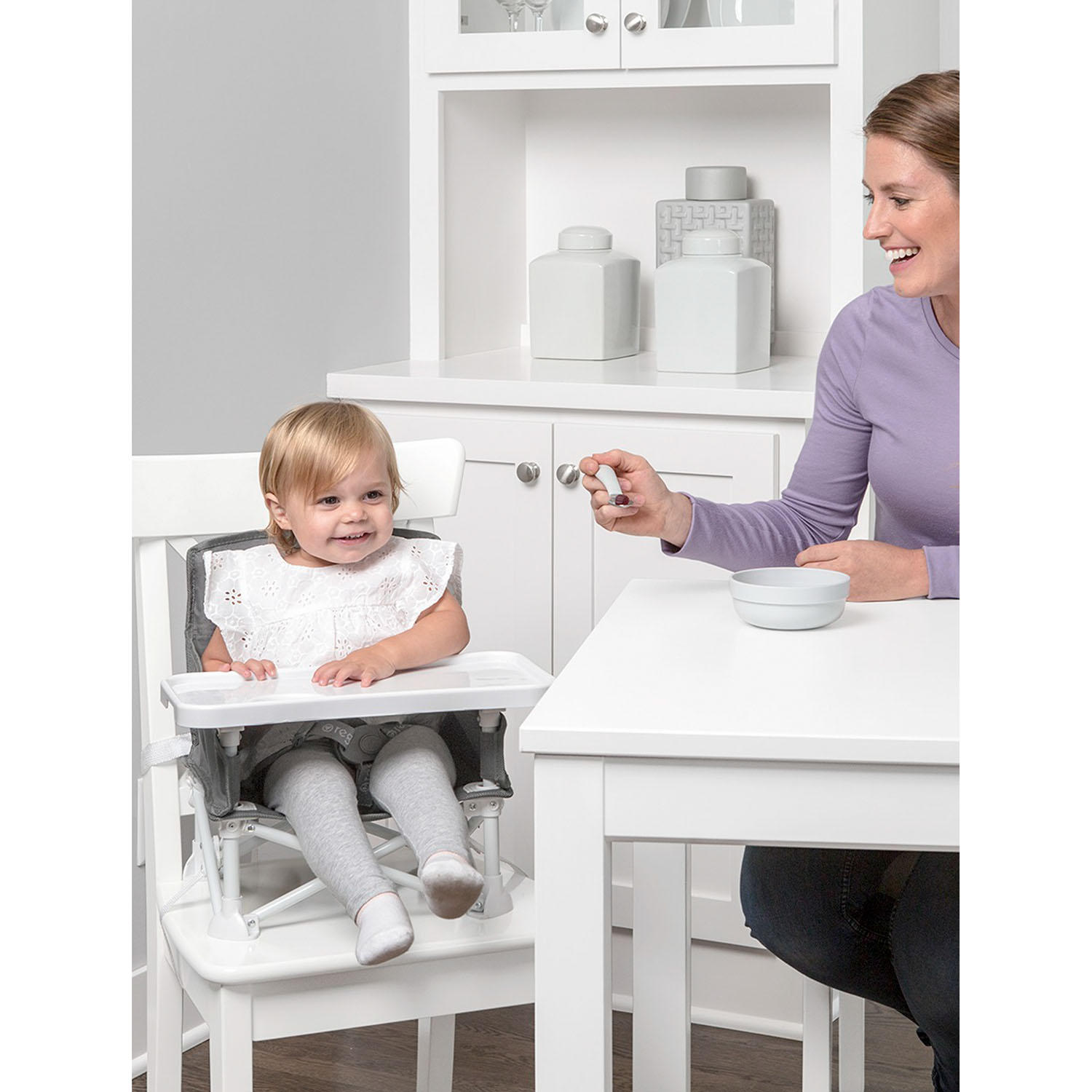 Regalo My Chair 2-in-1 Portable Travel Booster Seat & Activity Chair. Bonus Kit Includes. Oversized Removable Tray with Cup Holder. Grey