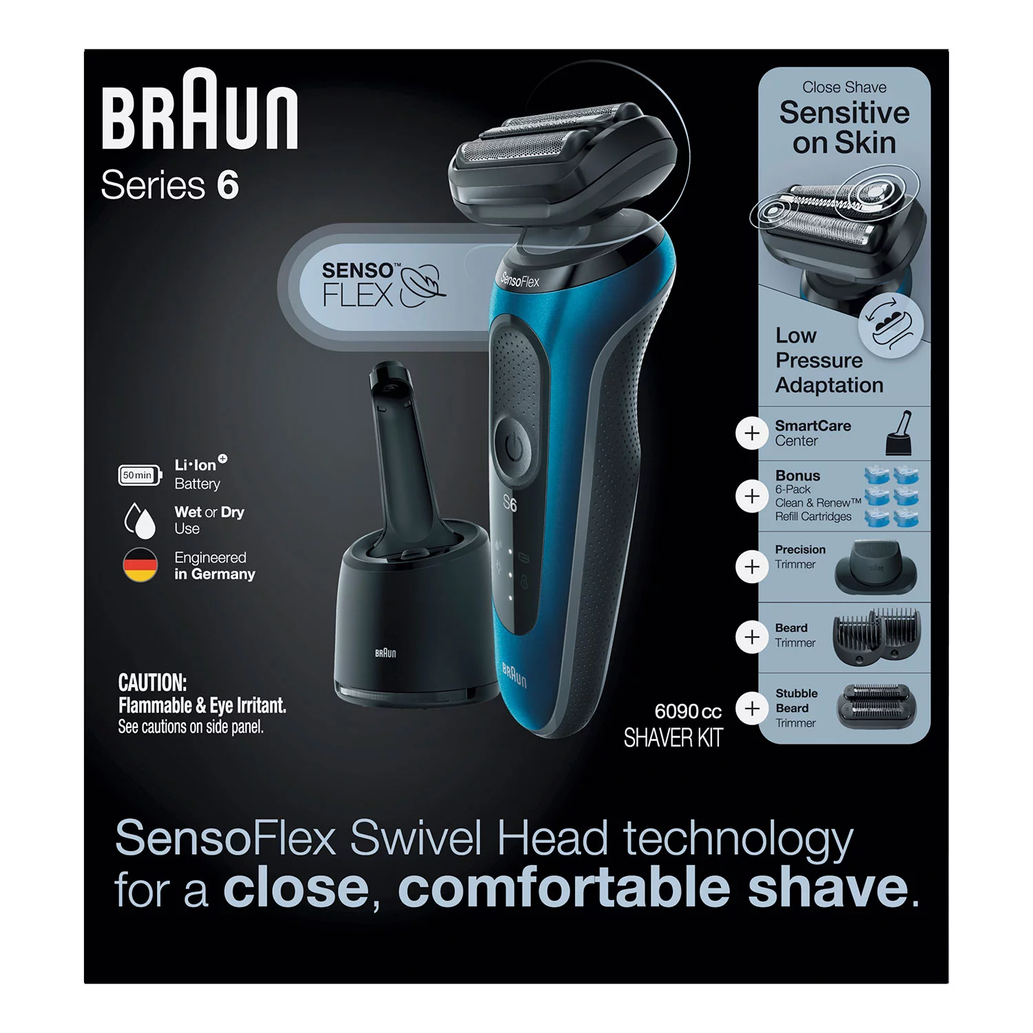 Braun Series 6 6090cc Electric Razor for Men with SmartCare Center Beard Trimmer