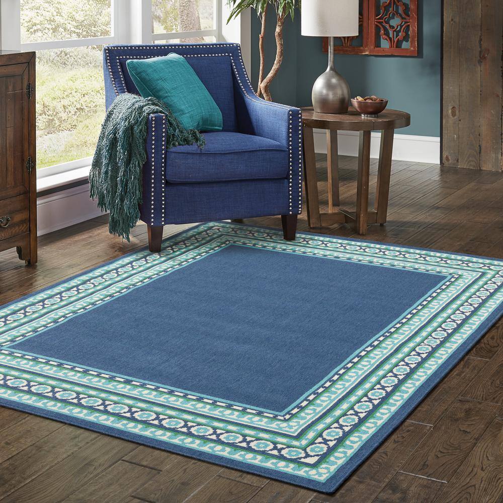 Home Decorators Collection  Tonga Navy 8 ft. x 11 ft. Indoor/Outdoor Patio Area Rug