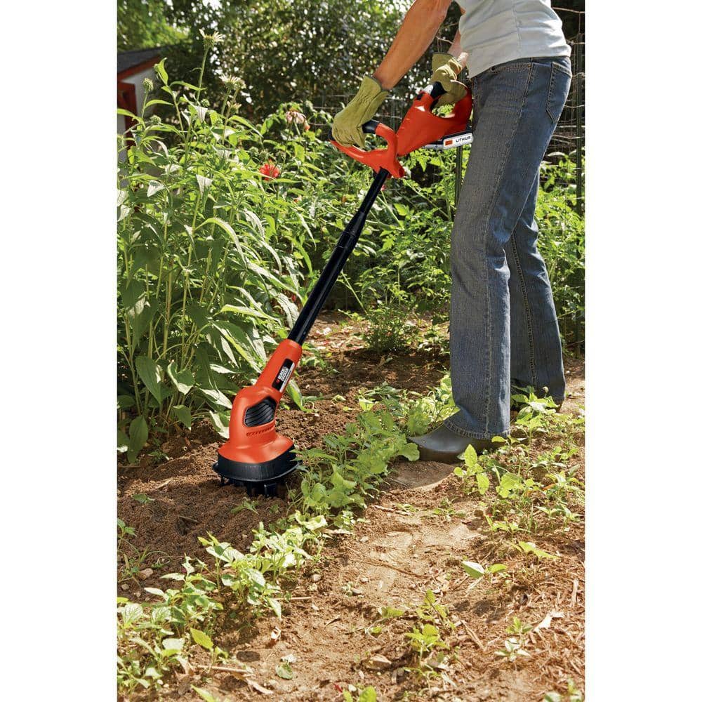 BLACK+DECKER LGC120 20V MAX 7 in. Lithium-Ion Cordless Garden Cultivator/Tiller with 1.5Ah Battery and Charger Included