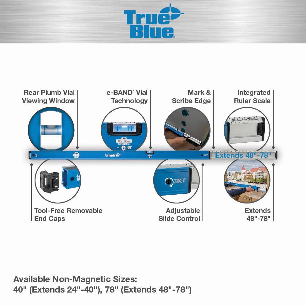 Empire eXT78 48 in. to 78 in. True Blue Extendable Box Level