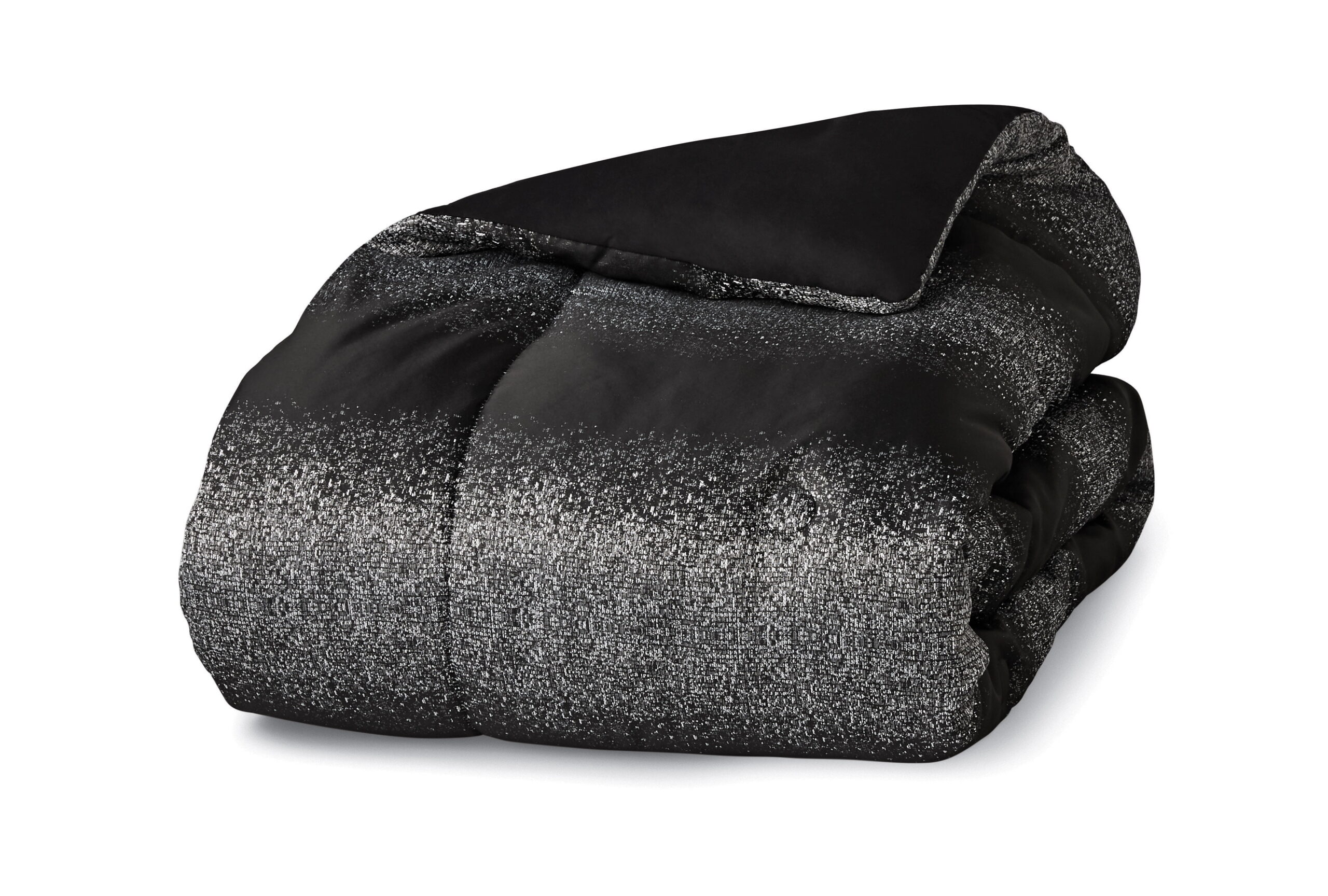 Mainstays 7-Piece Metallic Stripe Jacquard Comforter Set. Black and Silver. Full/Queen