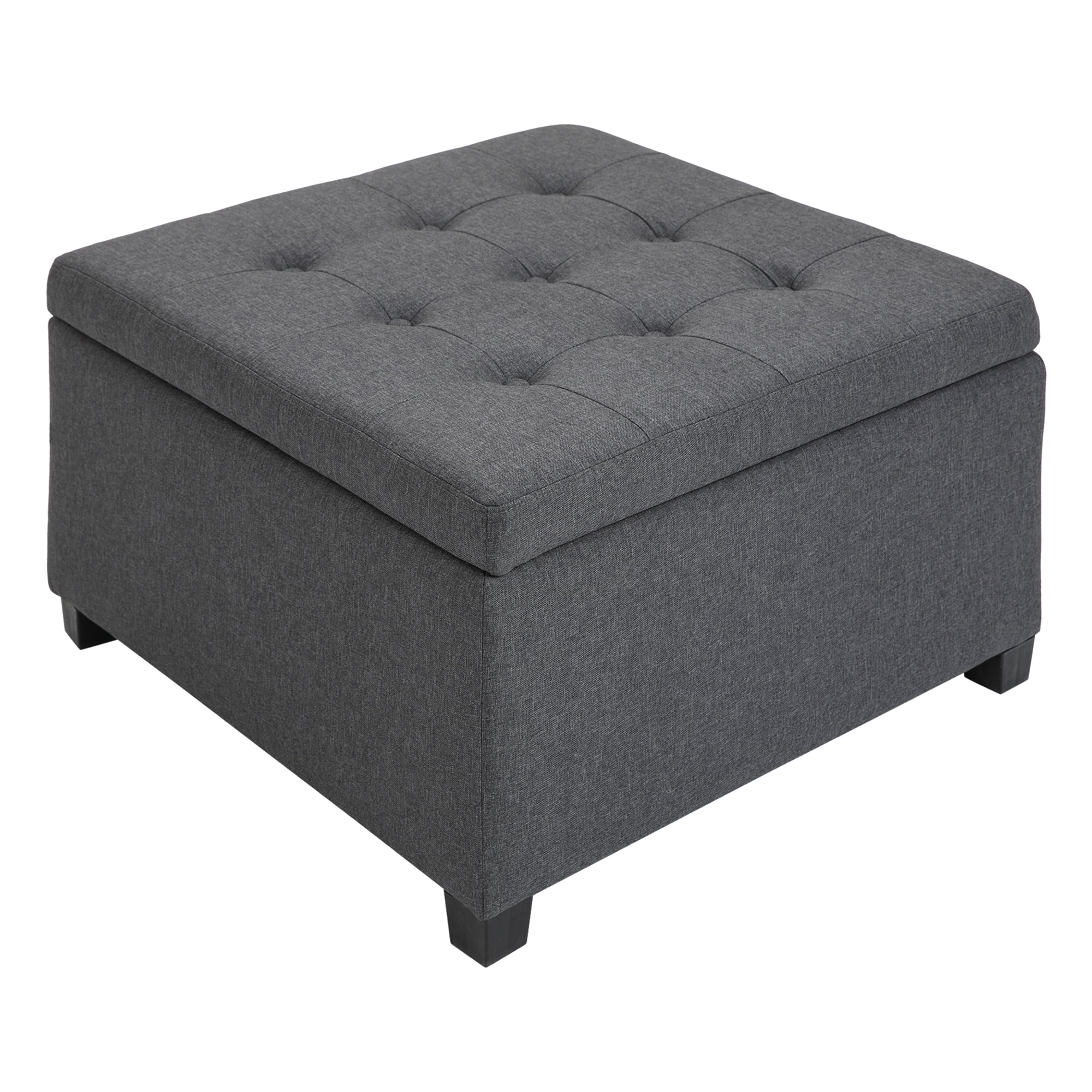 HOMCOM Fabric Tufted Storage Ottoman w/Flip Top Seat Lid and Metal Hinge