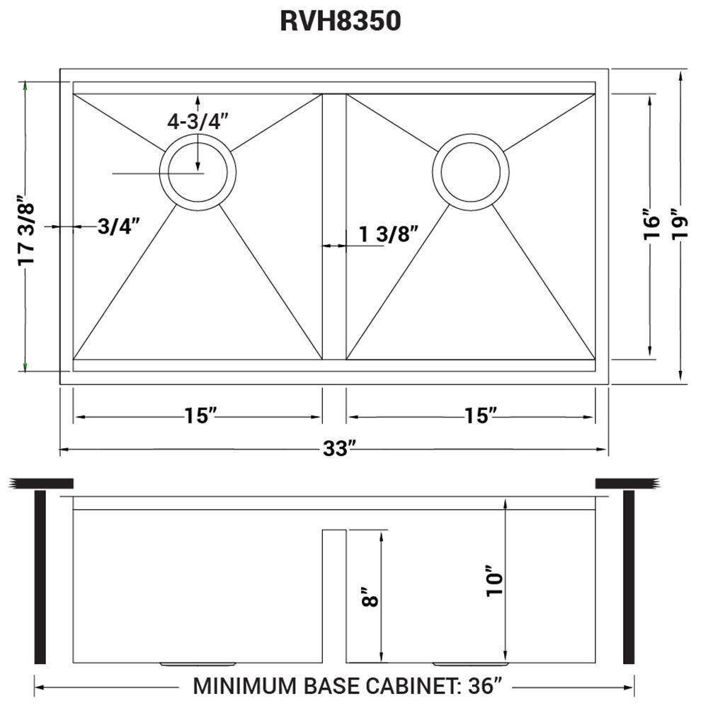 Ruvati 1002711059 16-Gauge Stainless Steel 33 in. 50/50 Double Bowl Undermount Workstation Kitchen Sink with Accessories