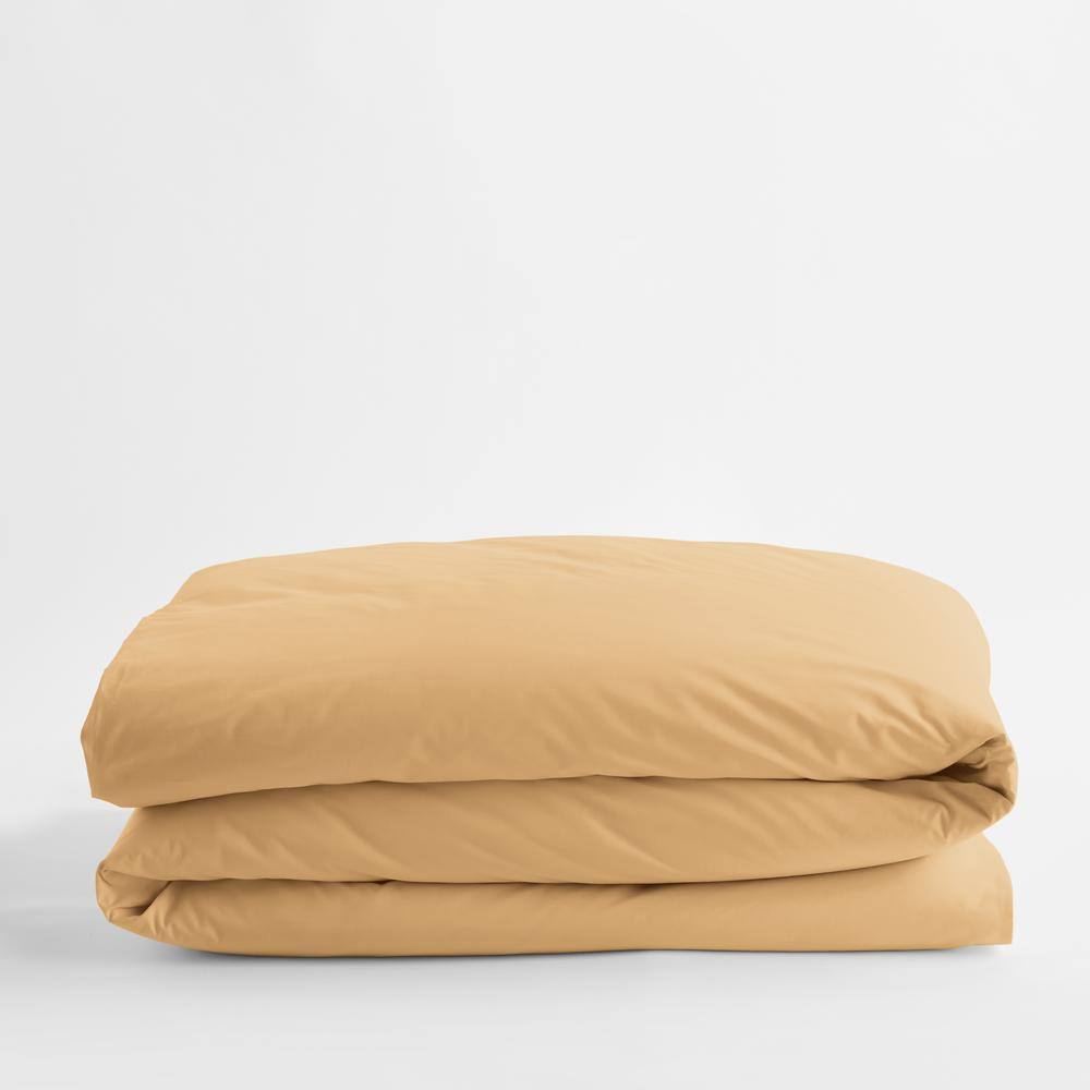 The Company Store  Company Cotton Butterscotch Solid 300-Thread Count Cotton Percale King Duvet Cover - Butterscotch