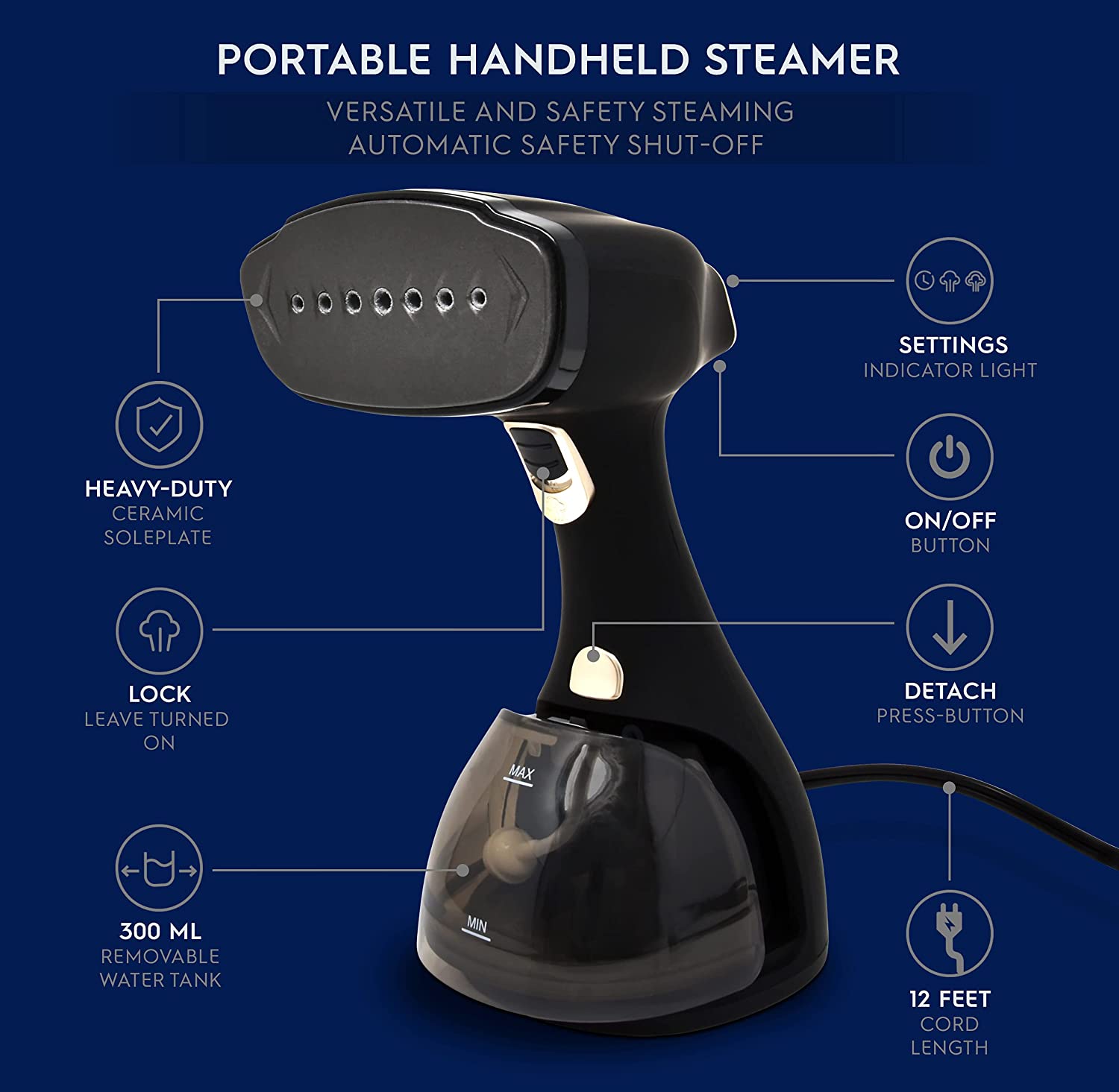 Electrolux LX15002 Portable Handheld Garment and Fabric Steamer 1500 Watts. Quick Heat Ceramic Plate Steam Nozzle. 2 in 1 Fabric Wrinkle Remover and Clothing Iron. with Fabric. Lint Brush. and Steam Nozzle