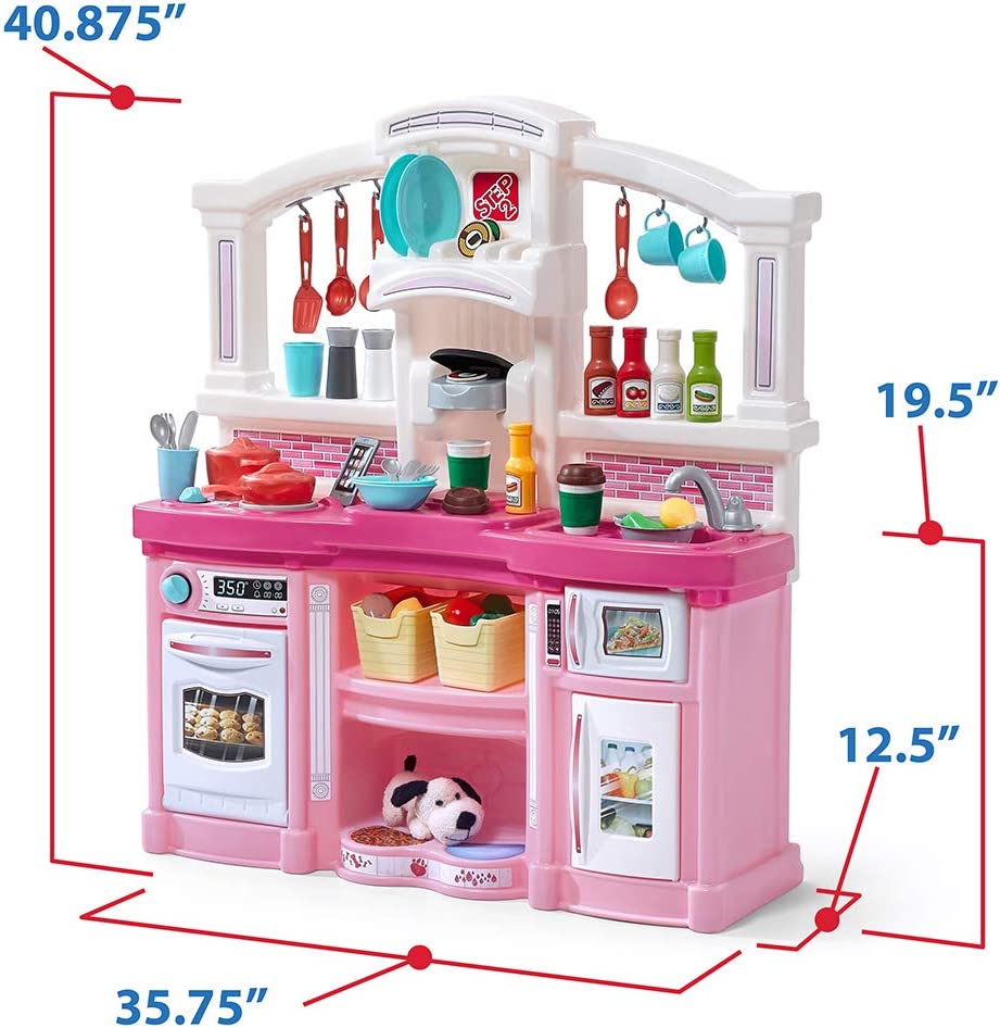 Step2 Fun with Friends Kitchen Set for Kids – Includes Toy Kitchen Accessories. Interactive Features for Pretend Play – Indoor/Outdoor Toddler Playset – Dimensions: 40.88″ H x 35.75″ W x 12.5″ D