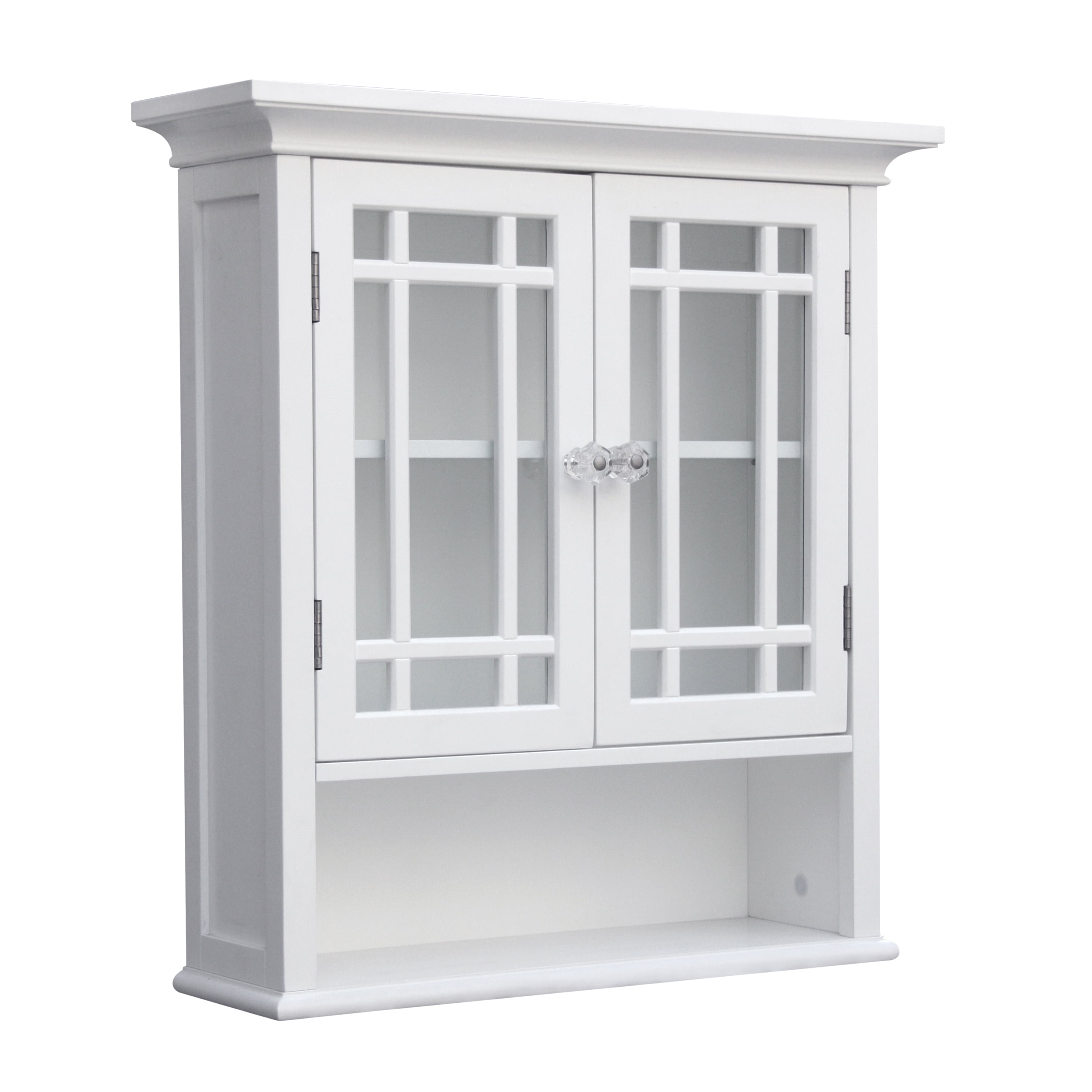 Teamson Home Neal Removable Wooden Wall Cabinet with 2 Glass Doors. White