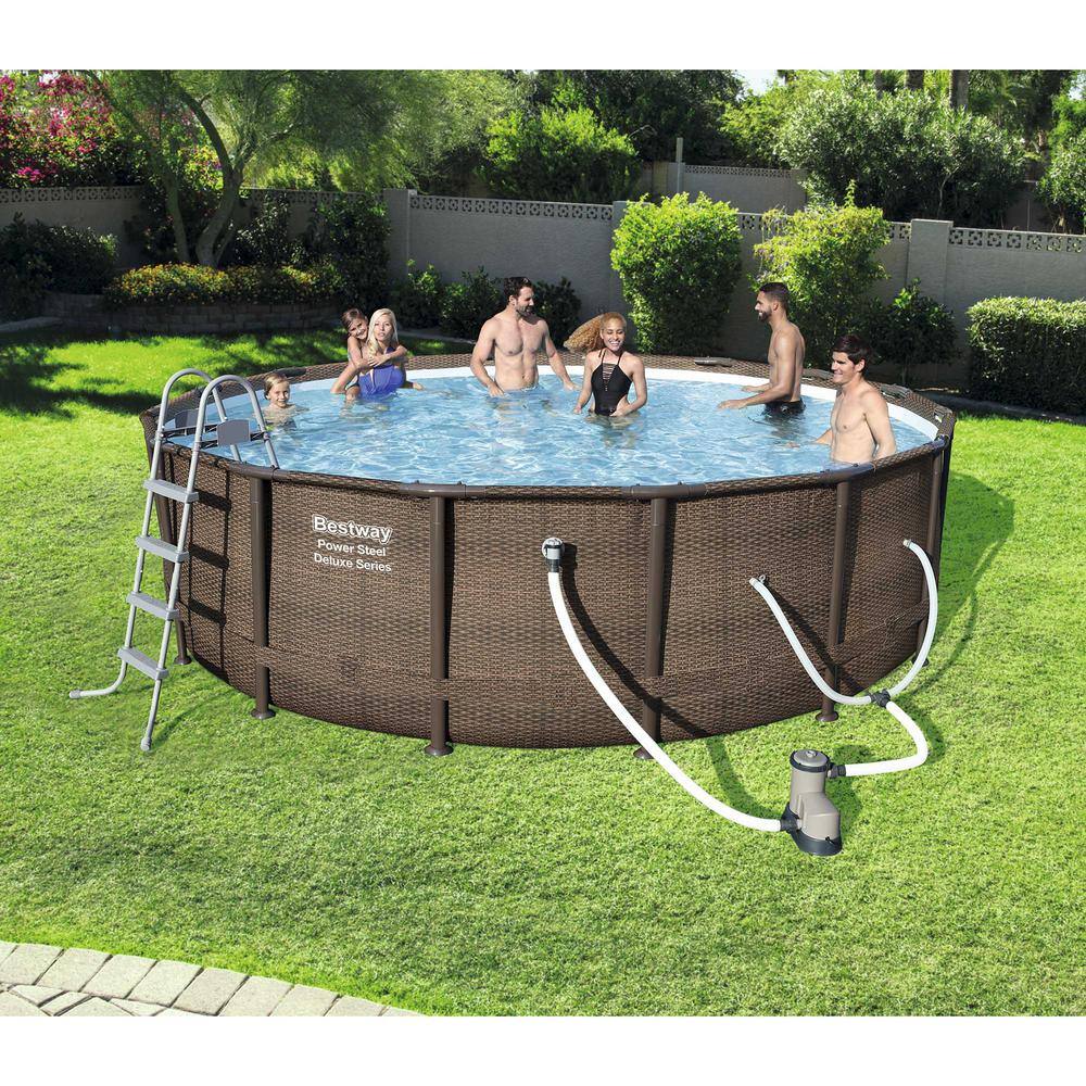 Bestway 15123E-BW Power Steel Deluxe Series 14 ft. x 42 in. Round Pool Set