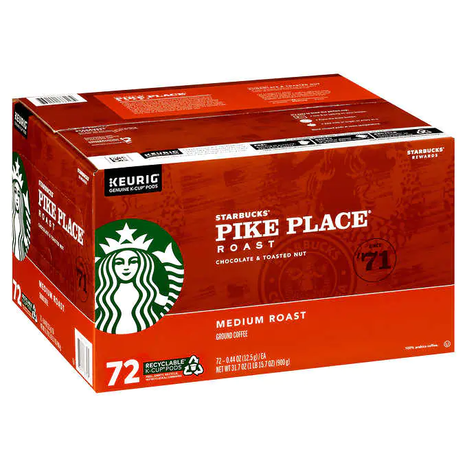 Starbucks Pike Place Medium Roast Coffee K-Cup. 72-count