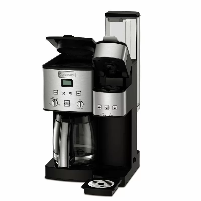 Cuisinart SS-15P1 Single Serve + 12 Cup Coffee Maker. Offers 3-Sizes: 6-Ounces. 8-Ounces and 10-Ounces. Stainless Steel