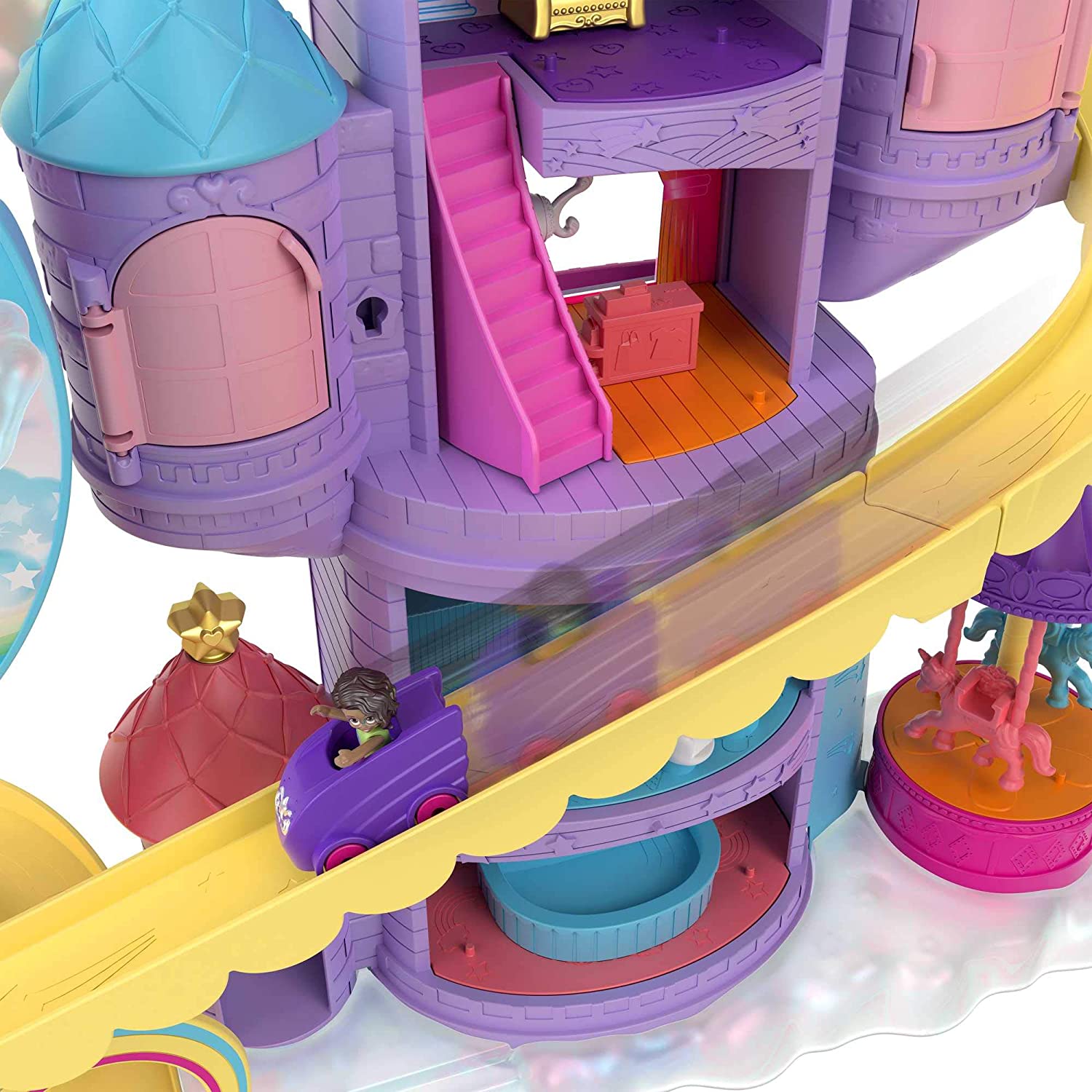 Mattel ​Polly Pocket Rainbow Funland Theme Park. 30 Pieces