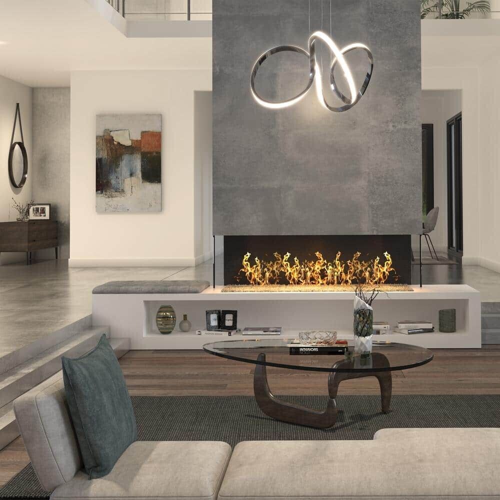 Artika PDT-SWR Swirl 30-Watt Integrated LED Chrome Modern Island Light Hanging Pendant Light Chandelier