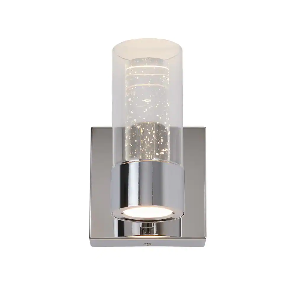 Artika VAN1-RT Essence 4.3 in. 1-Light Chrome LED Modern Indoor Wall Sconce with Bubble Glass for Hallway and Bathroom