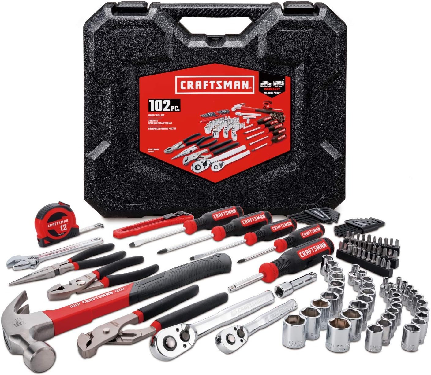 CRAFTSMAN Home Tool Set / Mechanics Tools Kit. 102-Piece (CMMT99448). Black