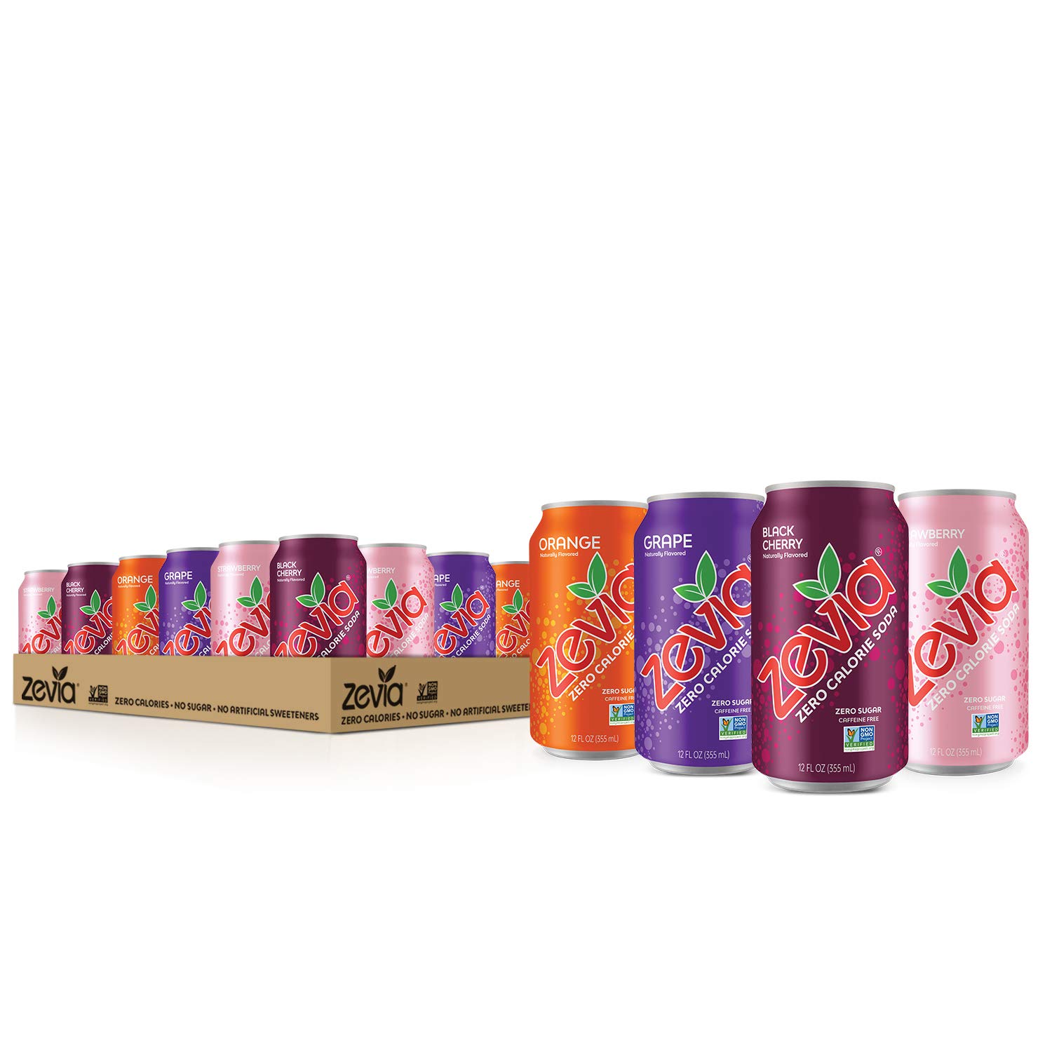 Zevia Zero Calorie Soda. Fruity Variety Pack. 12 Ounce Cans (Pack of 24)