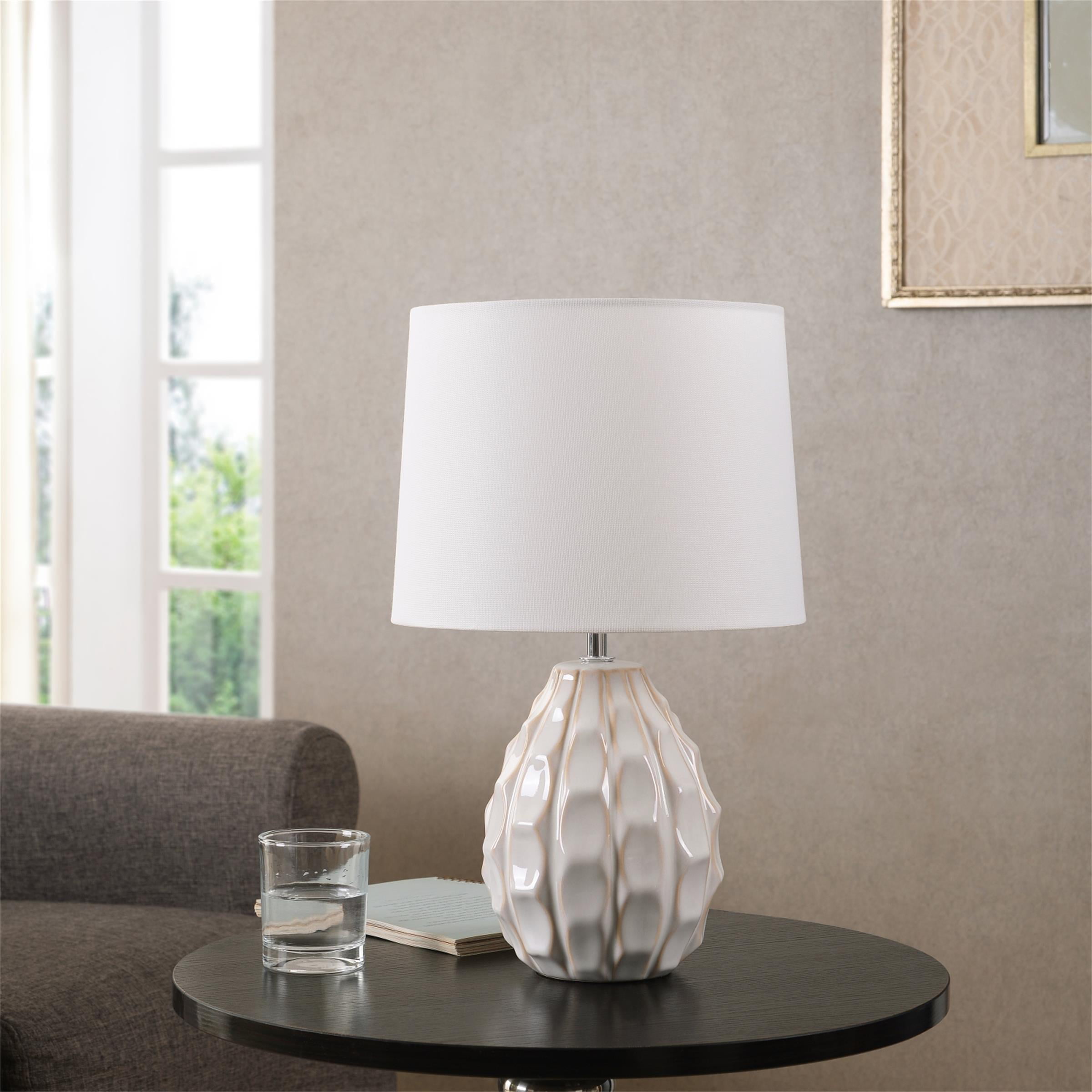 Mainstays Cream Sculptured Base Ceramic Table Lamp. 16.75″H