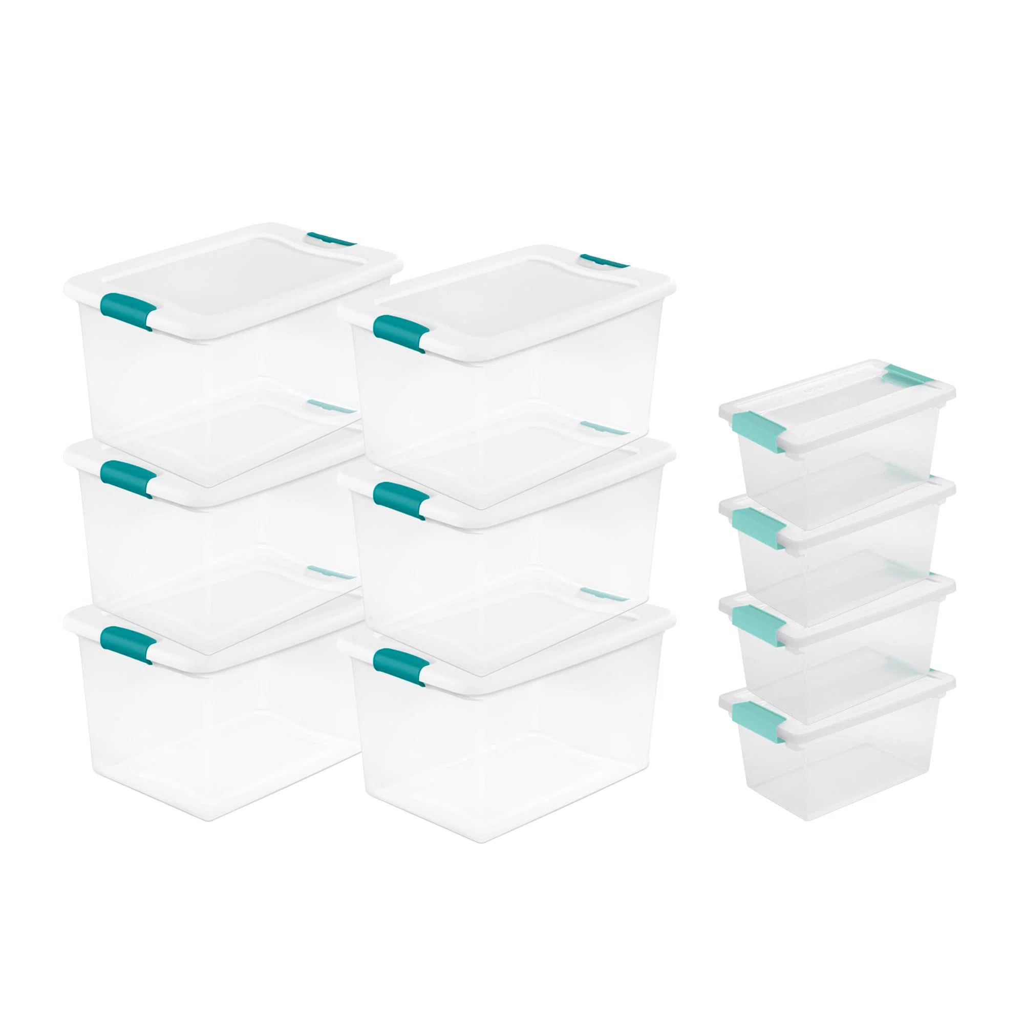 Sterilite 64 Qt Latching Storage Tote Box (6 Pack) Medium Clip Box (4 Pack)