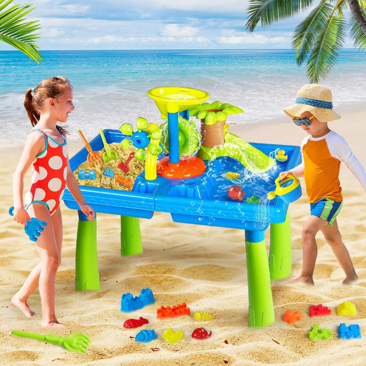 Hot Bee Sand Water Table for Toddlers. Summer Toys Outdoor Sand Play Set for Kids Boy Girls Aged 1 2 3+