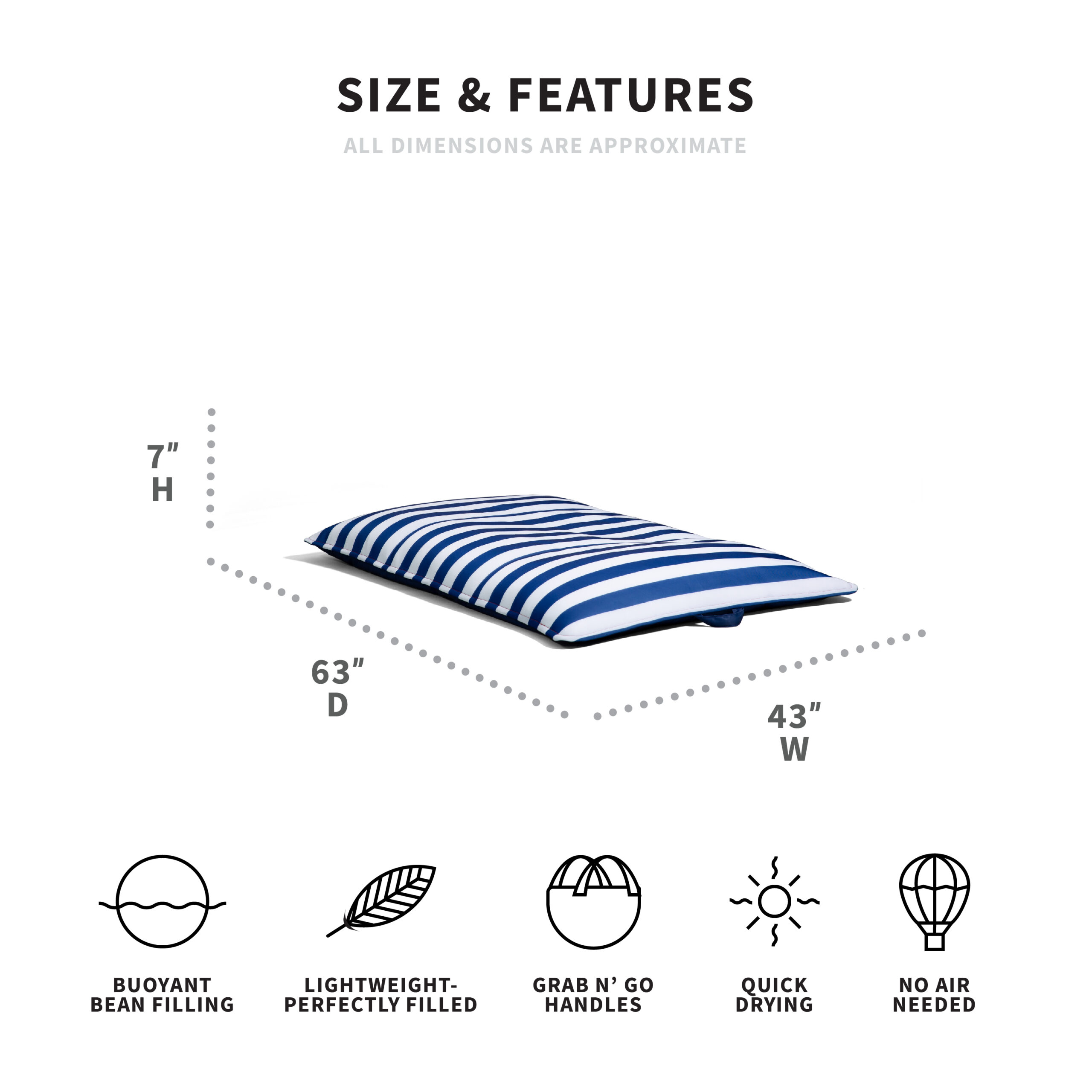 Big Joe Lagoon Lounger. Americana Nautical Stripe