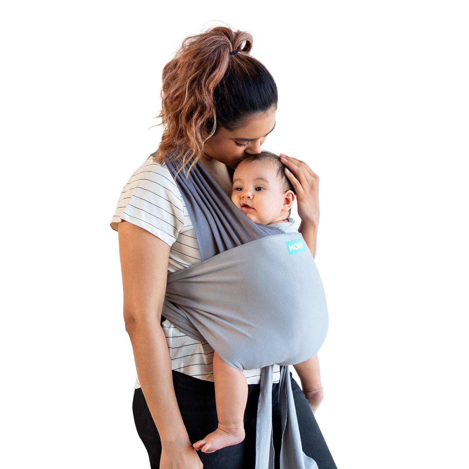 Moby Easy-Wrap Carrier | Baby Carrier and Wrap in One for Mothers. Fathers. and Caregivers | Designed for Newborns. Infants. and Toddlers | Holder Can Carry Babies up to 33 lbs | Smoked Pearl