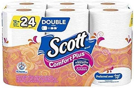 Scott ComfortPlus Toilet Paper. 12 Double Rolls. Bath Tissue (2 Pack)