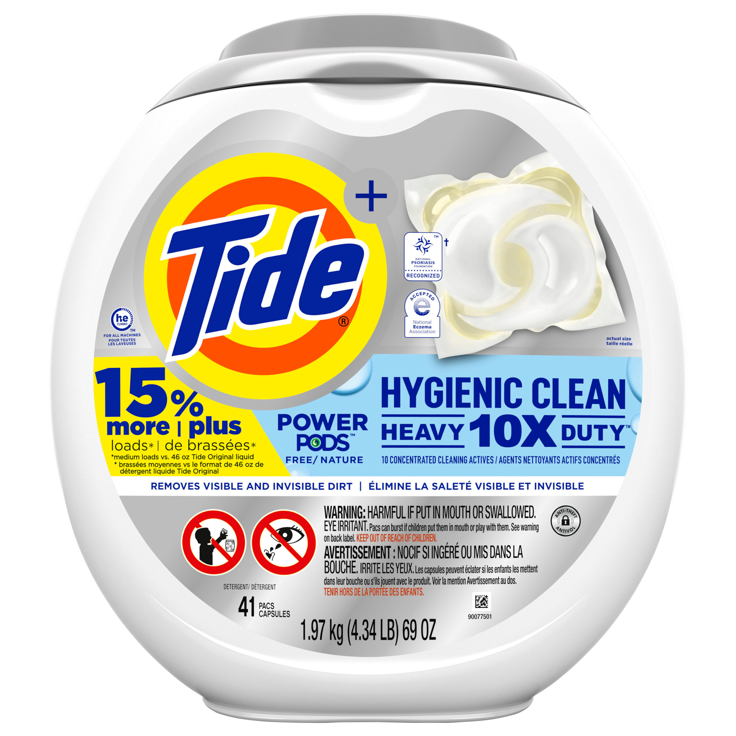 Tide Hygienic Clean Heavy Duty 10x Free Power Pods Liquid Laundry Detergent. White. Unscented. 41 Count