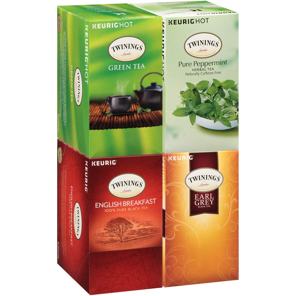 Twinings Tea K-Cup Pods Sampler. English Breakfast. Earl Grey. Green. Pure Peppermint Tea. for Keurig and Single Cup Brewers. 24 Count (Pack of 4)