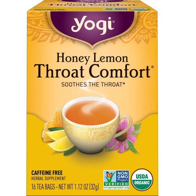 Yogi Tea Honey Lemon Throat Comfort. 6 Pack. Soothes the Throat. 96 Tea Bags
