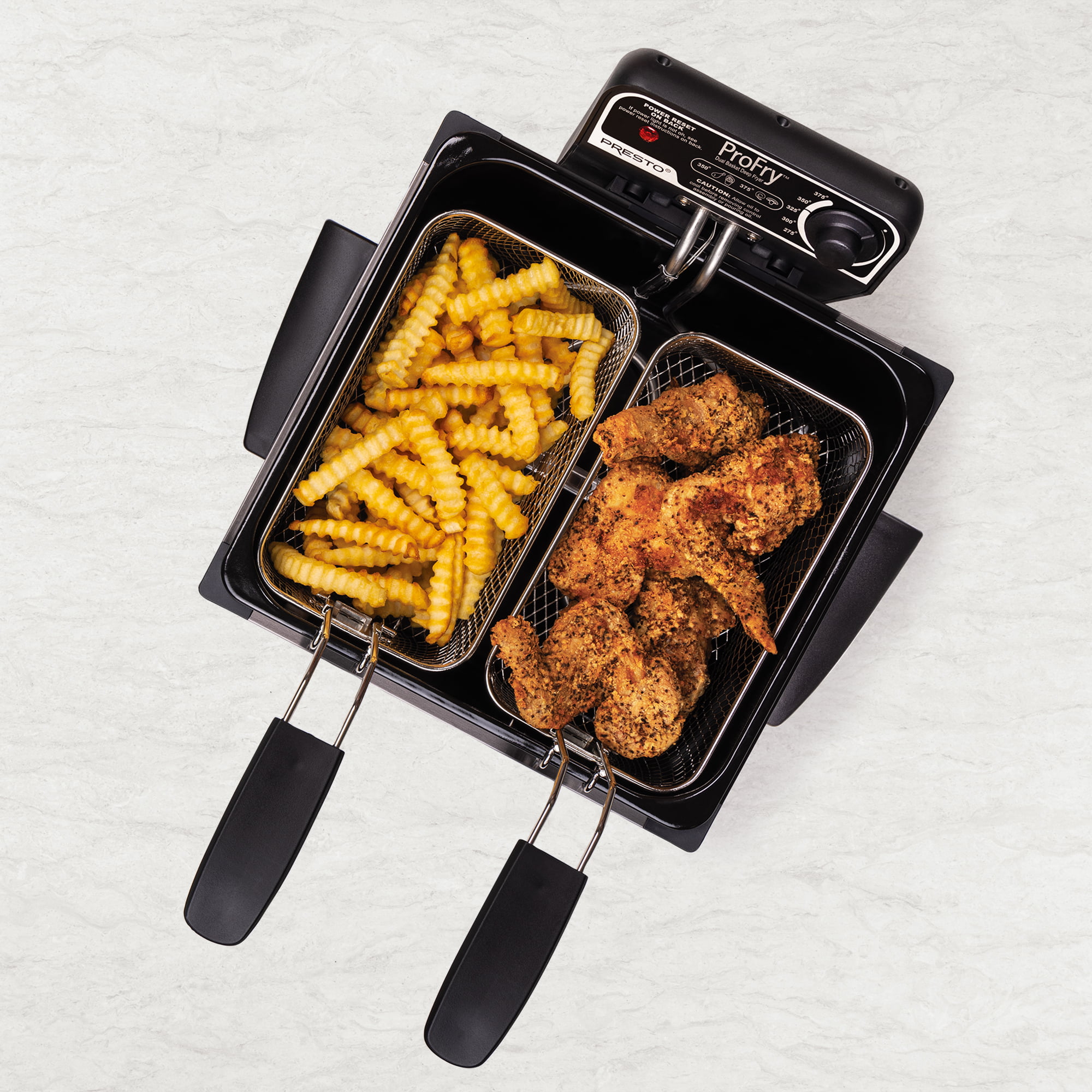 Presto® 5Qt Dual Basket Pro Fry™ Immersion Element Black Deep Fryer 05489