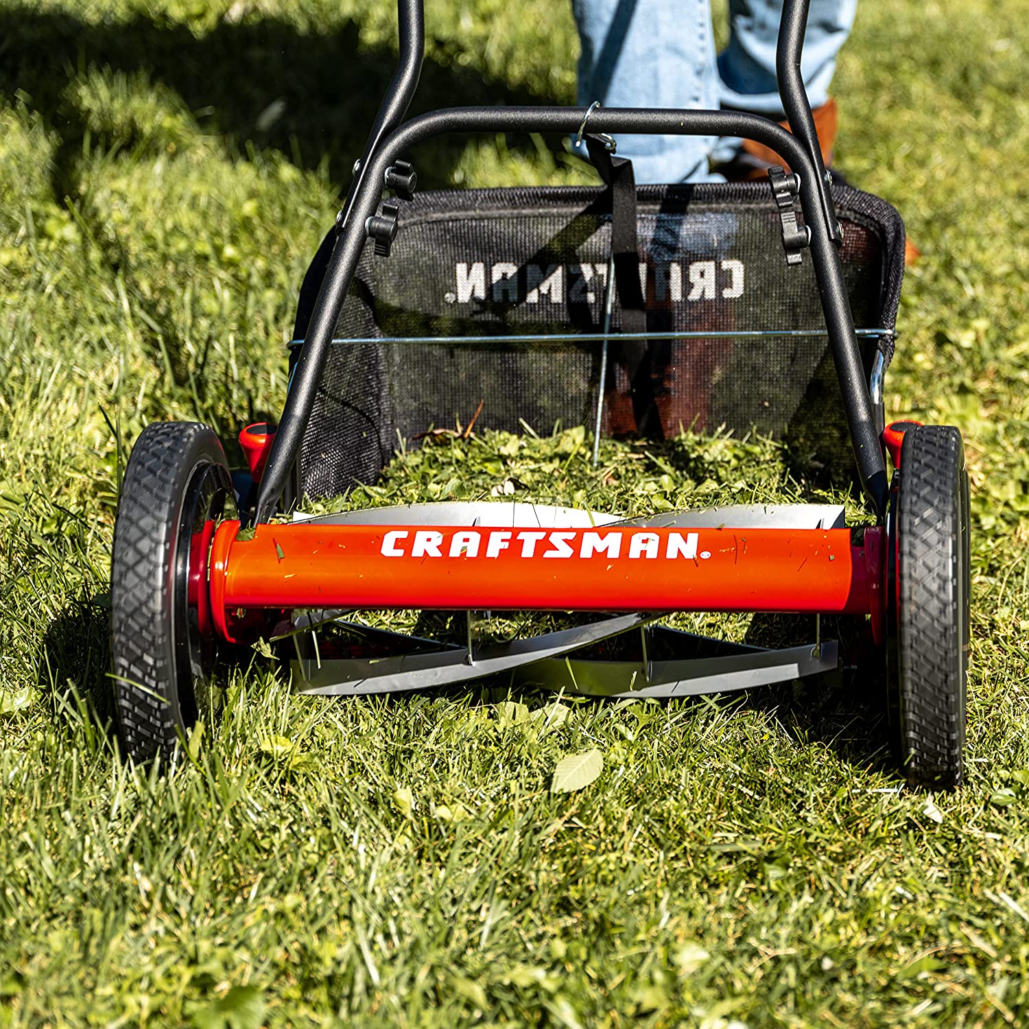 Craftsman 1816-16CR 16-Inch 5-Blade Push Reel Lawn Mower with Grass Catcher. Red