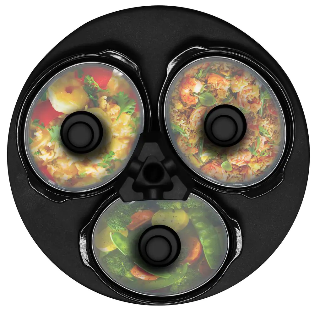 MegaChef MC-1103 Triple 4.5 Qt. Copper Slow Cooker with Glass Lids