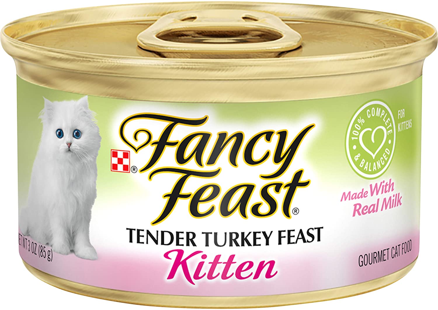 Purina Fancy Feast Pate Wet Kitten Food. Tender Turkey Feast - (24) 3 oz. Cans