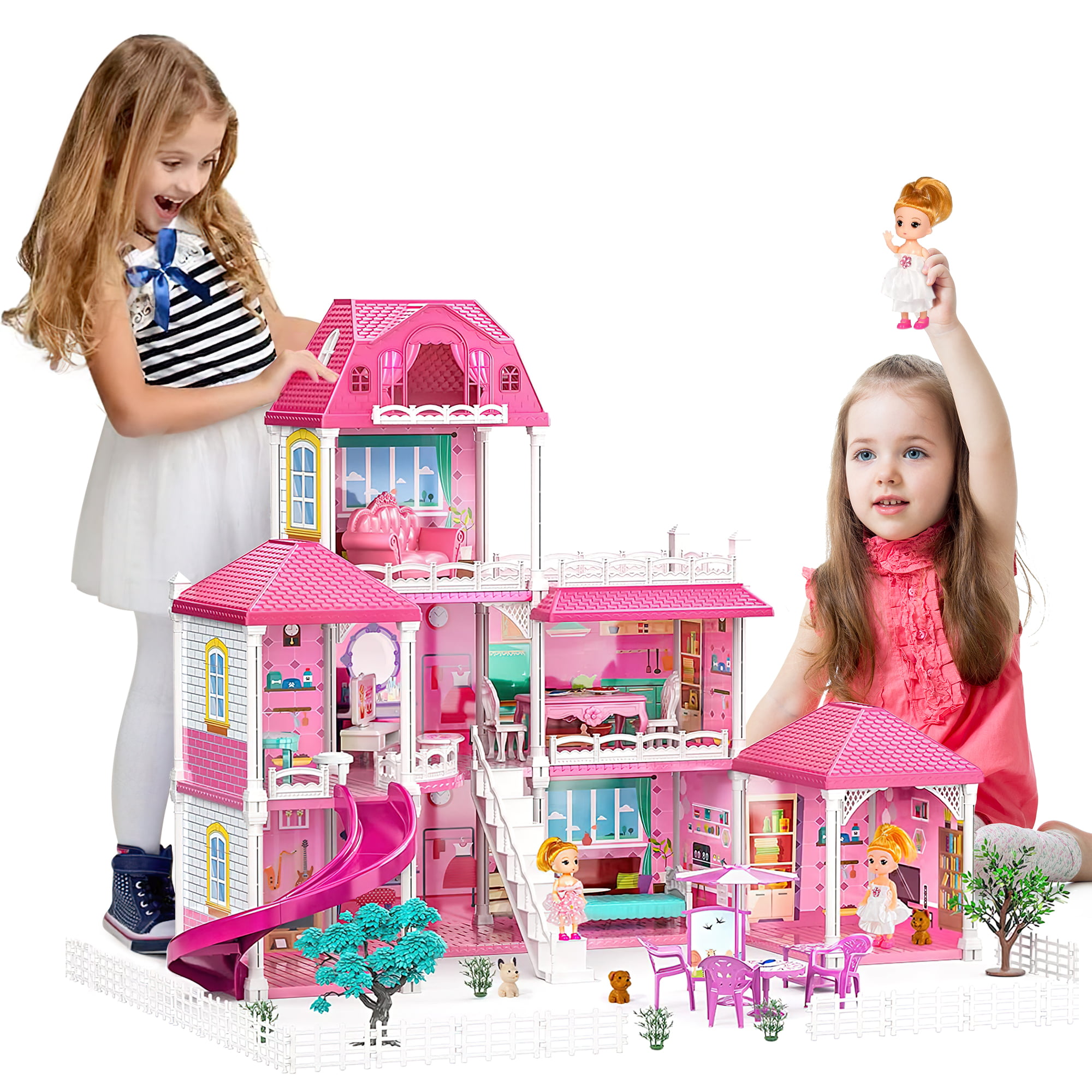 Beefunni Villa Dollhouse Kit for Toddlers 3+. 8 Rooms Imagination and Creativity Perfect Gift for Girls Aged 4
