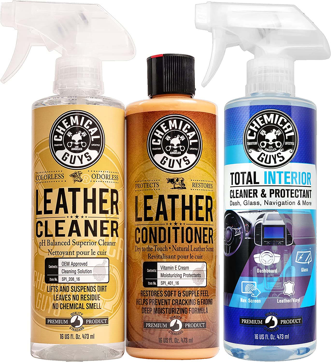 Chemical Guys Leather Cleaner and Conditioner Complete Leather Care Kit (16 oz)