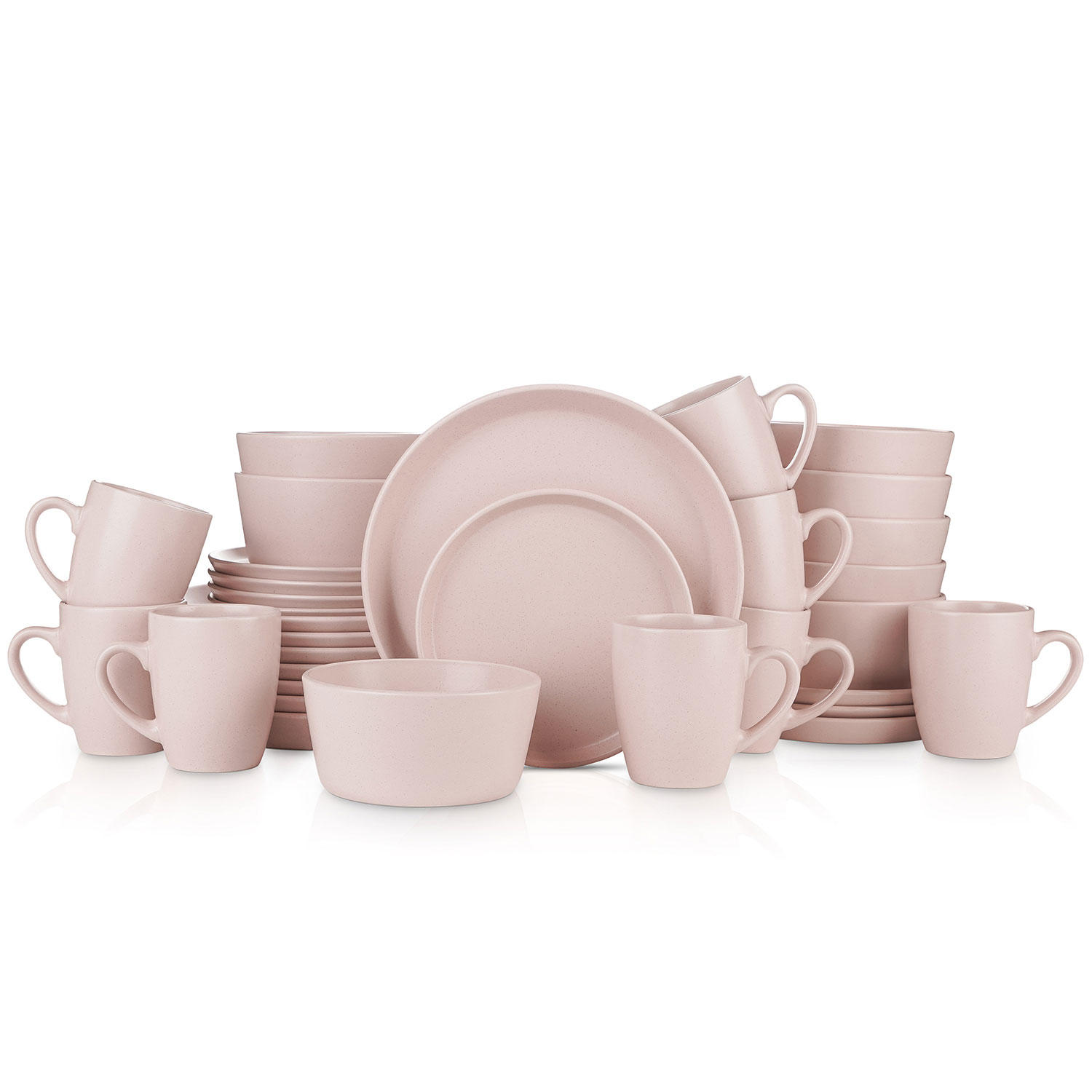 Stone Lain Albie Stoneware 32-Piece Dinnerware Set. Easter Pink