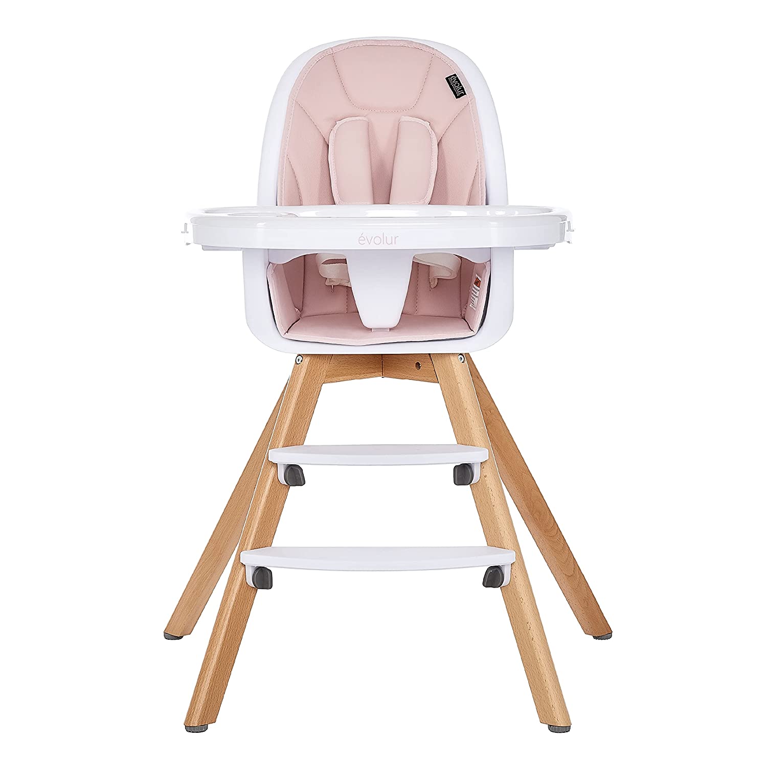 Evolur Zoodle 3-in-1 High Chair I Booster Feeding Chair I Modern Design I Toddler Chair I Removable Cushion I Adjustable Tray I Baby and Toddler. Pink