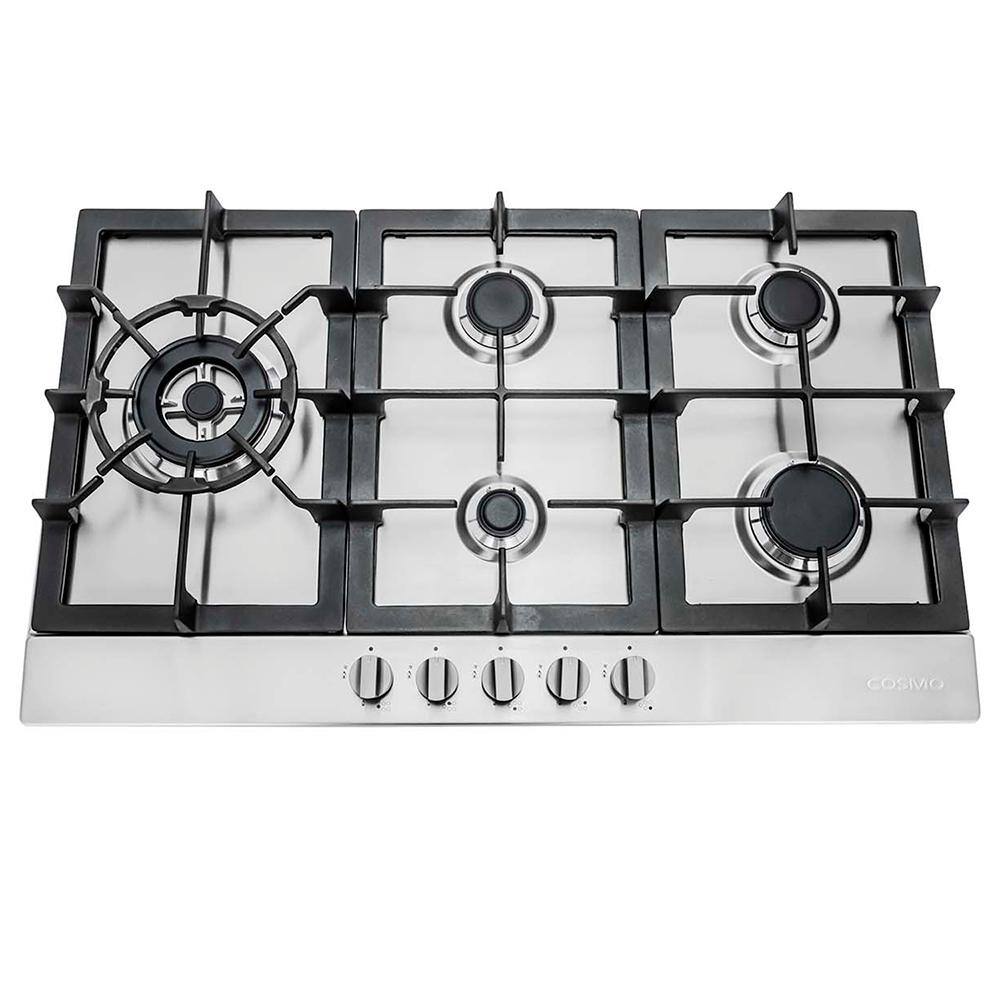 Cosmo 1001652307 30 in. Gas Cooktop in Stainless Steel with 5 Sealed Brass Burners