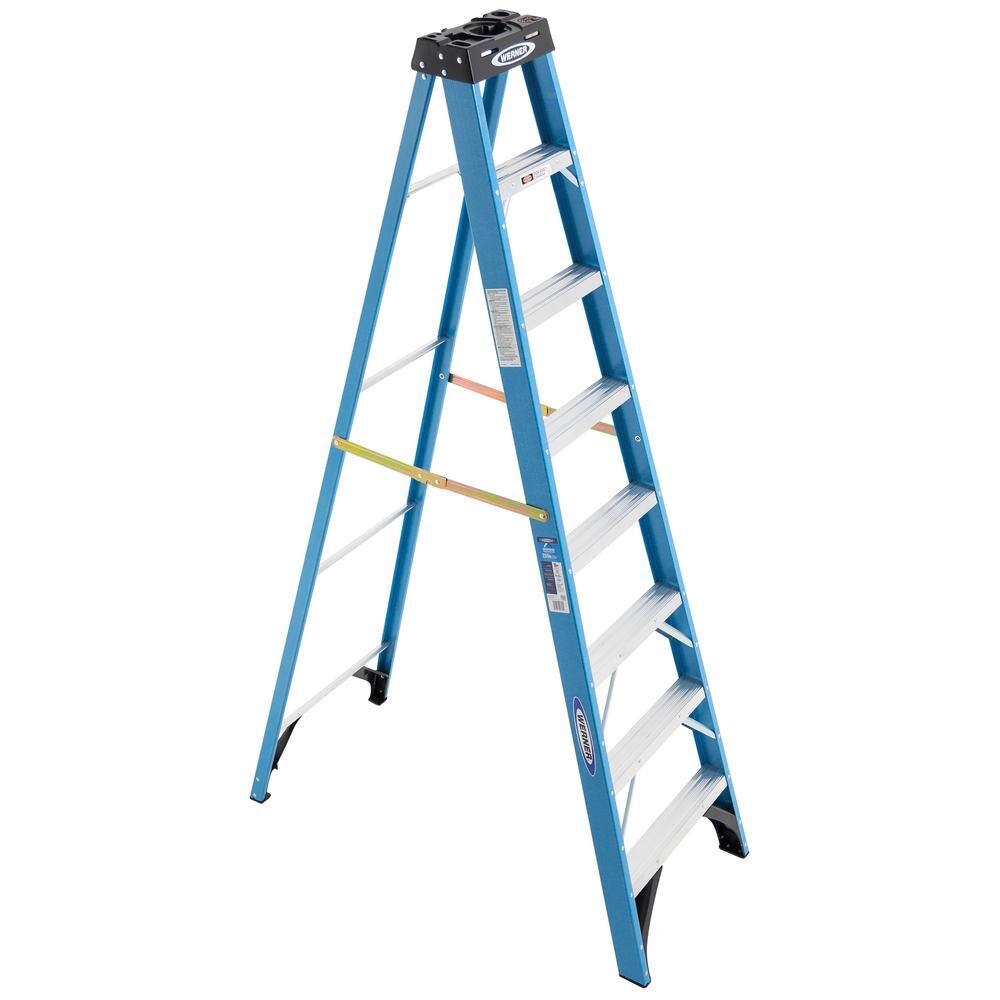 WERNER FS108 8 ft. Fiberglass Step Ladder with 250 lb. Load Capacity Type I Duty Rating