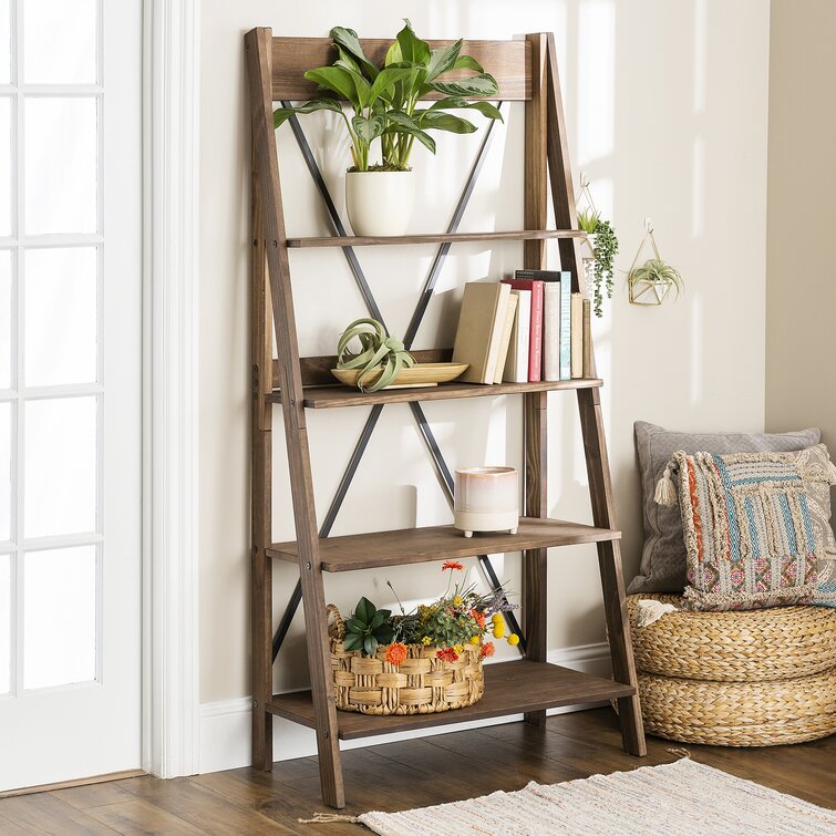 Roanoke 68” H x 31” W Solid Wood Ladder Bookcase