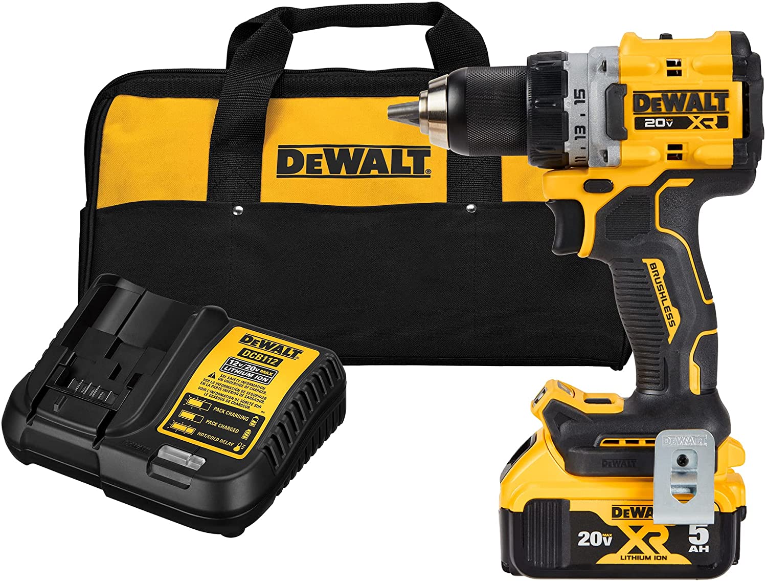 DEWALT DCD800P1 20V MAX XR Lithium-Ion Cordless Compact 1/2 in. Drill/Driver Kit. 20V MAX 5.0Ah Battery. and Charger
