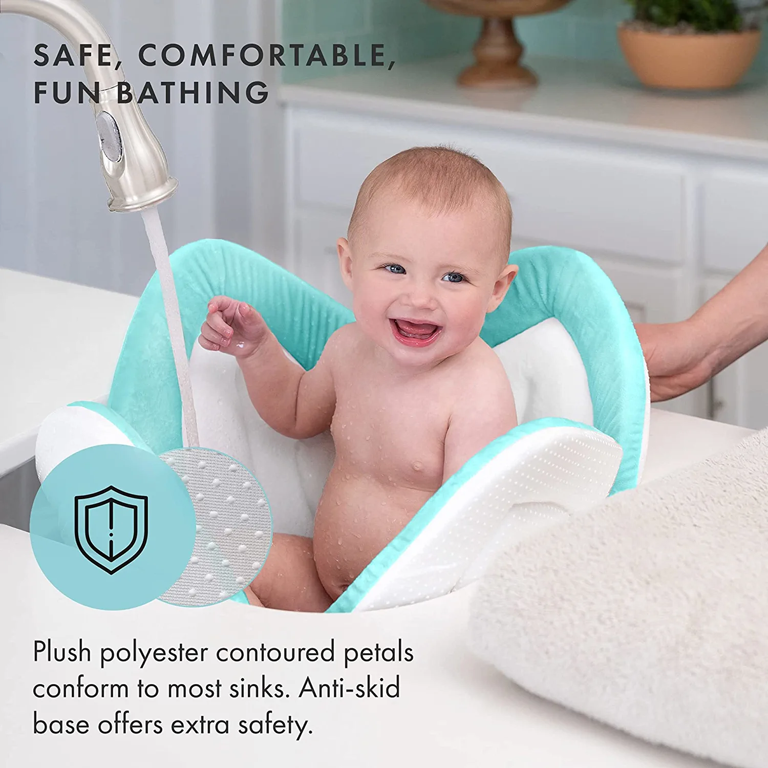 Blooming Bath Lotus Baby Bath Seat. Unisex. 0 to 6 Months. Seafoam/White/Gray (OS)