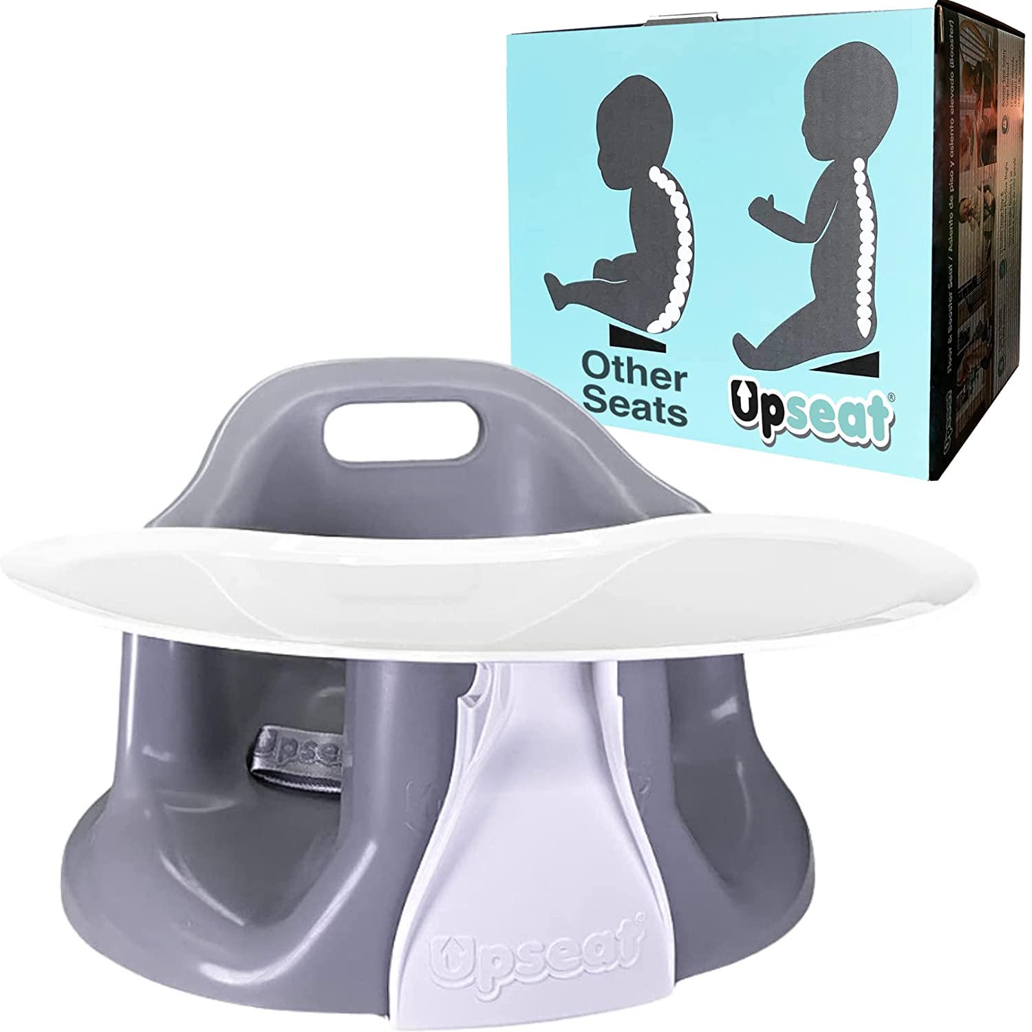 Upseat Baby Floor Seat Booster Chair for Sitting Up with Removable Tray for Meals and Playtime. Developed with Physical Therapists for Safe and Healthy Hip Development and Posture