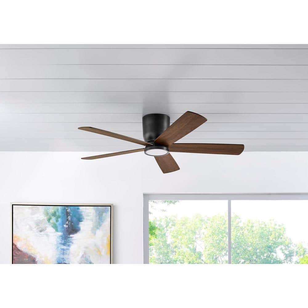 Home Decorators Collection SW19110-MBK Britton 52 in. Integrated LED Indoor Matte Black Ceiling Fan with Light Kit and Remote Control