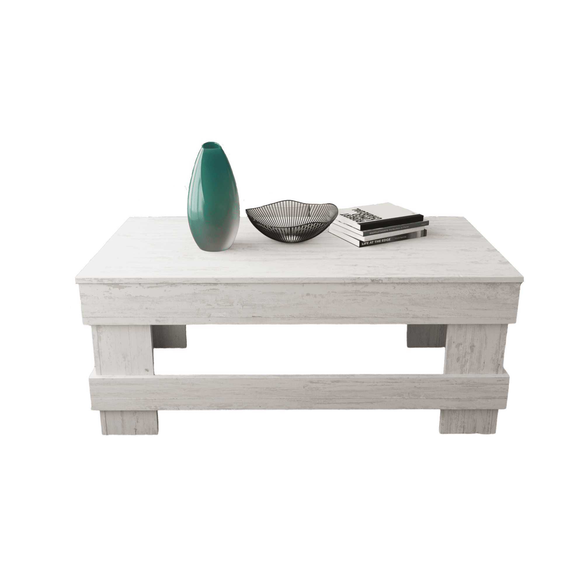Woven Paths Reclaimed Wood Coffee Table. White