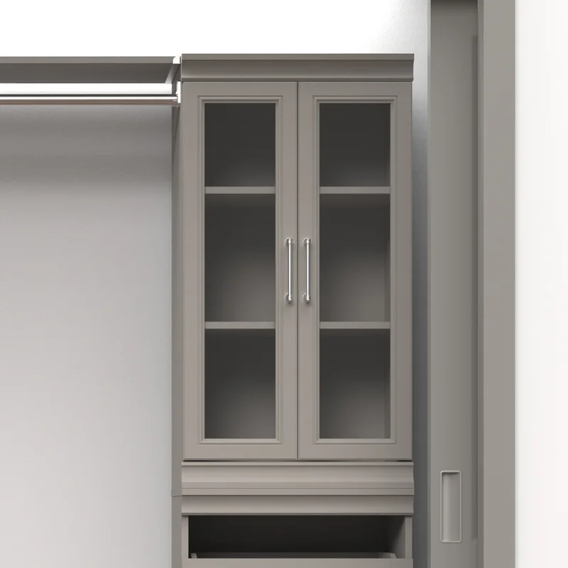 ClosetMaid 4613 Modular Storage Pair Set. 2 Glass Pane Doors. Wood Closet Organizer Shaker Style. Add On Accessory for Shelf Units. Taupe. Kit