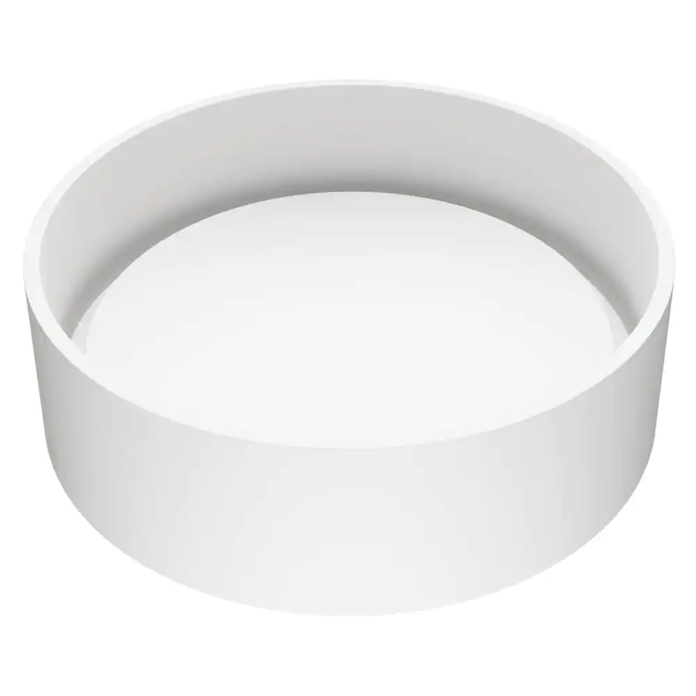VIGO VG04016 Matte Stone Anvil Composite Round Vessel Bathroom Sink in White