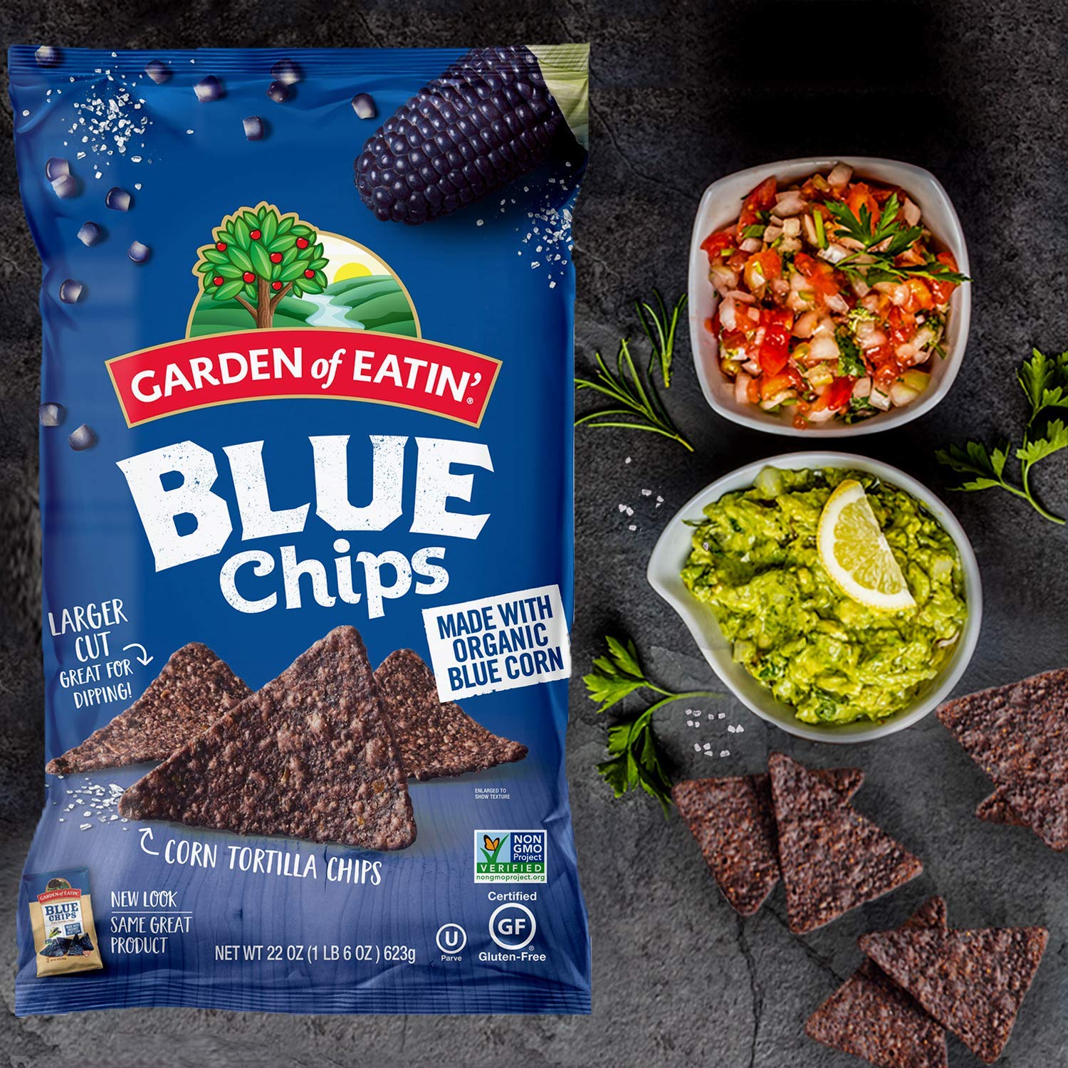 Garden of Eatin- Tortilla Chips. Blue Corn. Sea Salt. 1.5 oz. (Pack of 24)
