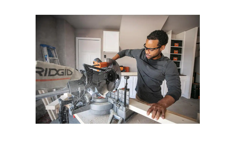 RIDGID R4222 15 Amp Corded 12 in. Dual Bevel Sliding Miter Saw with 70 Deg. Miter Capacity and LED Cut Line Indicator